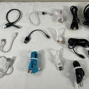 Lot of 14 USB, Charging, Data, Audio Cables: Apple, Ethernet, Coaxial + MORE